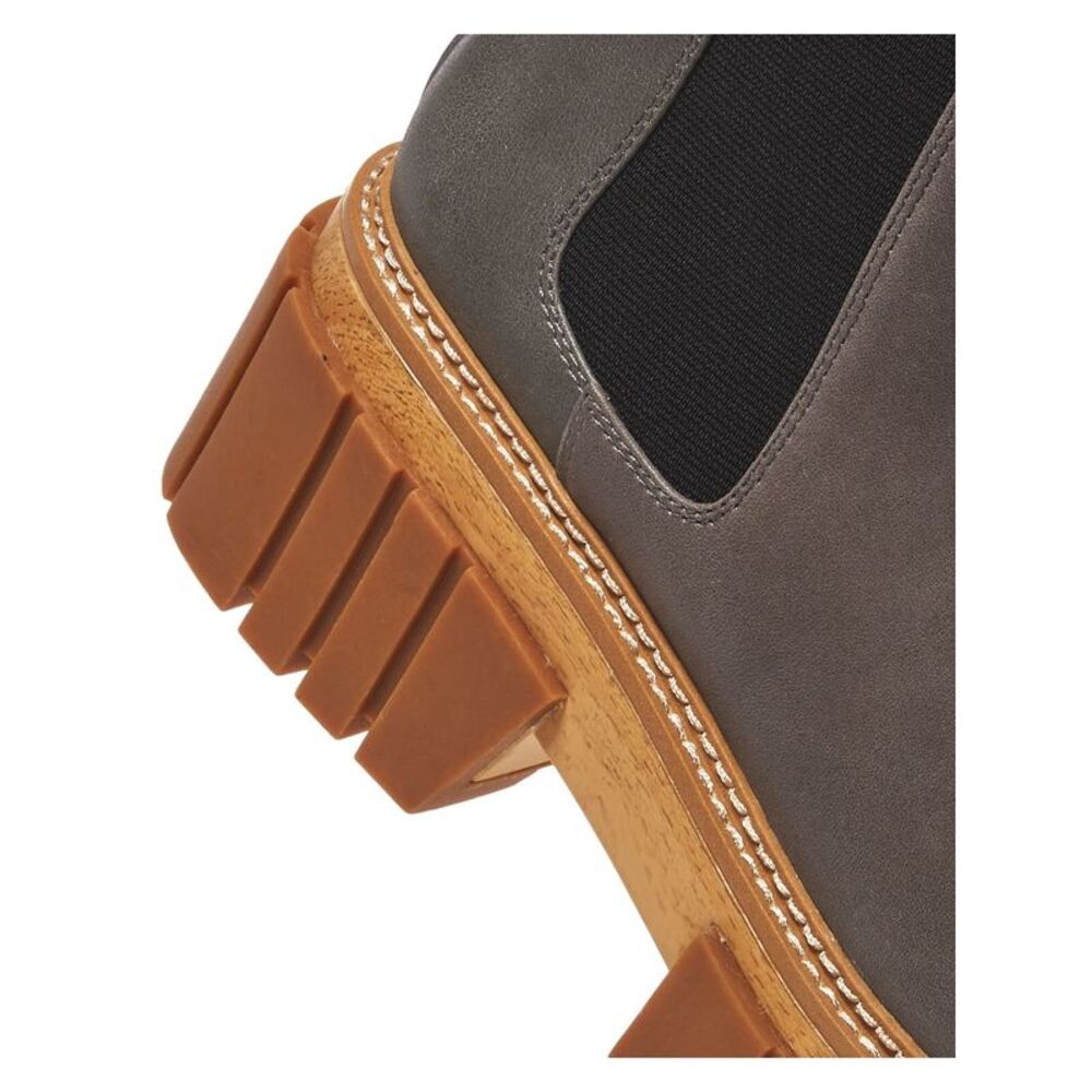 AQUA Womens Gray 1-1/2" Platform Casey Round Toe Block Heel Leather Booties 10 M - Picture 4 of 4
